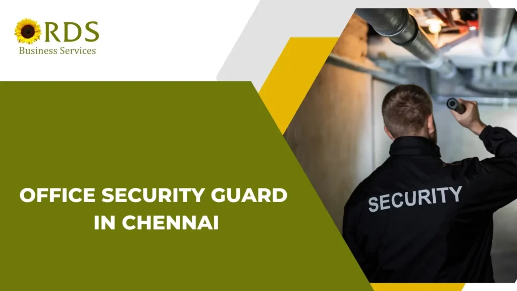 Professional office security guard in Chennai monitoring entry and CCTV at corporate office